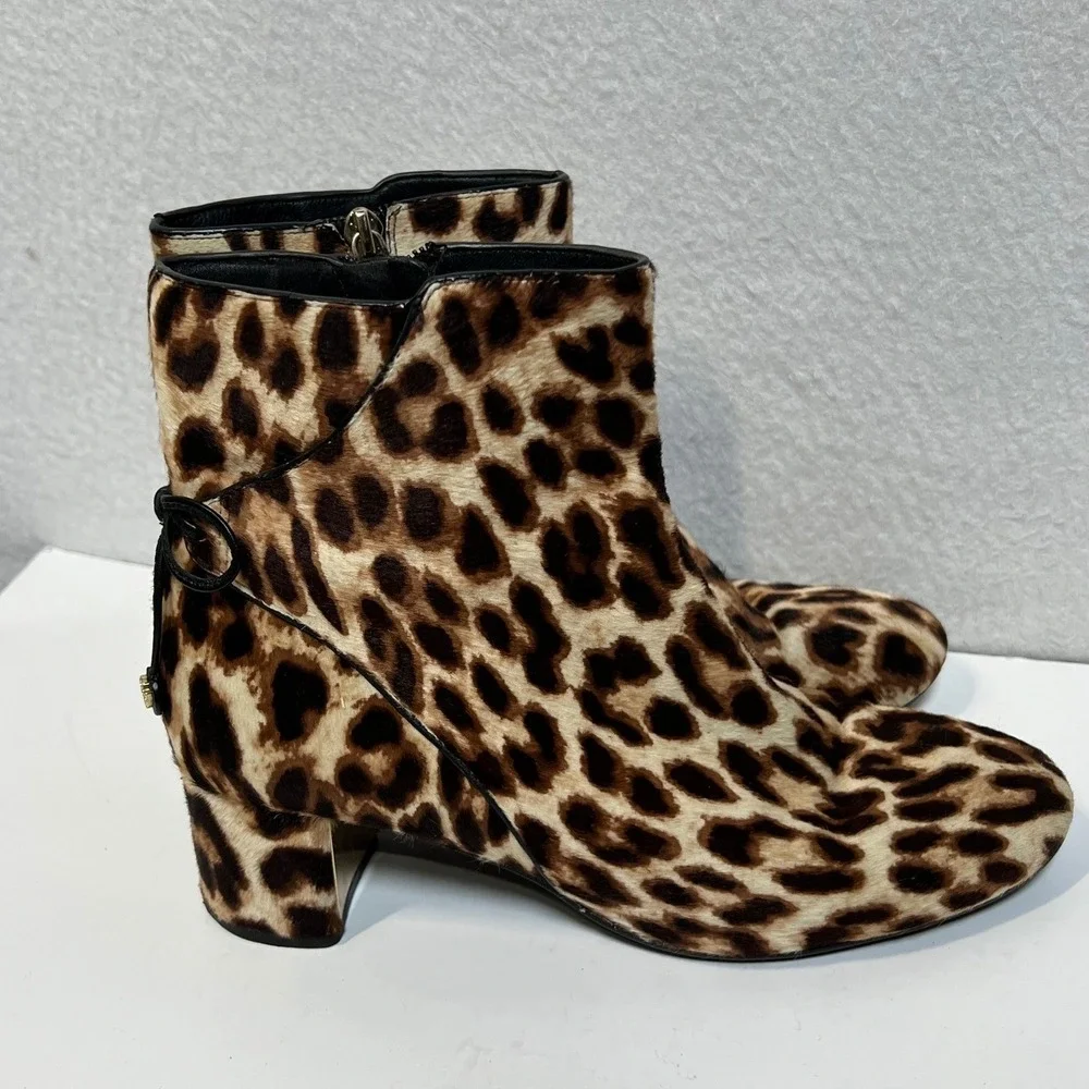 Tory Burch Leopard Print Ankle Booties in Brown and Black